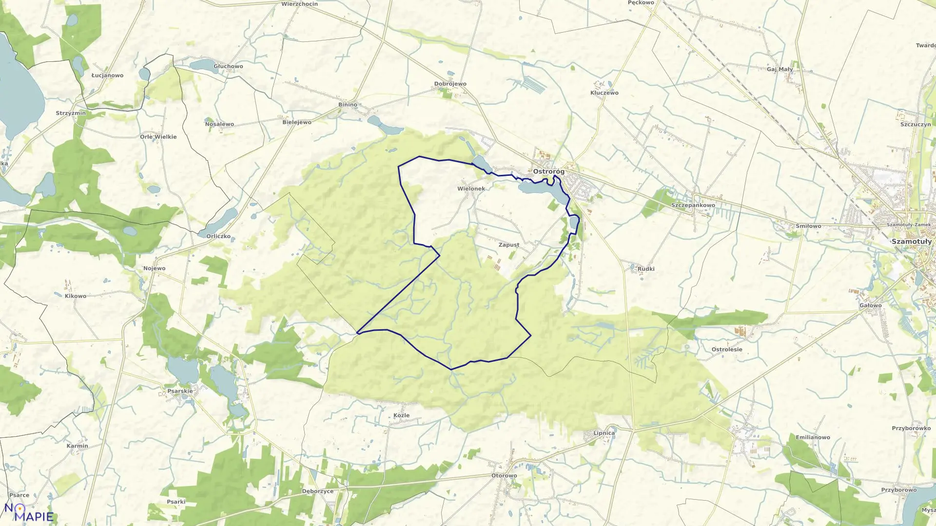 Mapa obrębu WIELONEK w gminie Ostroróg